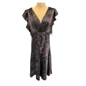 "METAPHOR" V Neck Babydoll Flutter Sleeve Dress SZ 8‎ Y2K Whimsigoth Dark Fairy
